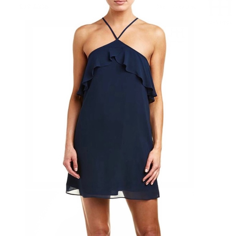 NEW HAUTE HIPPIE BLUE RUFFLE MINI DRESS